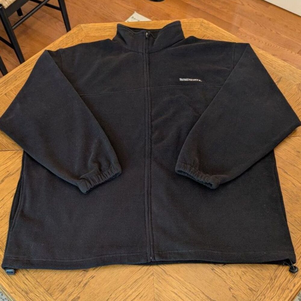 Rugged Sportsman Outdoors Winchester Fleece Jacket Black Full Zip Mens 2XL